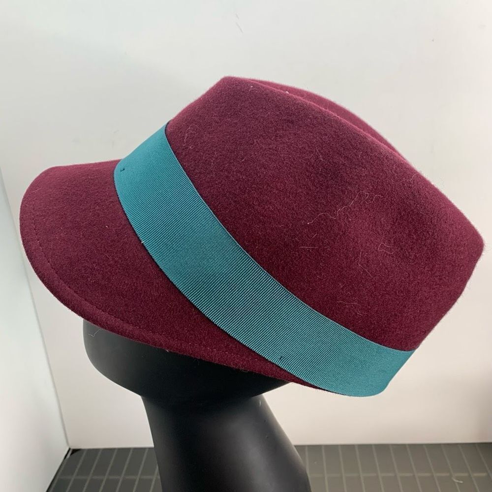 Nordstrom Maroon Teal Italian Felt Wool Fedora Hat Women's One Size - Picture 4 of 6